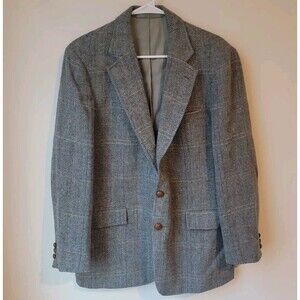 Vintage Stanley Blacker Blazer Gray Plaid Size 42 Office Wear Business Casual‎